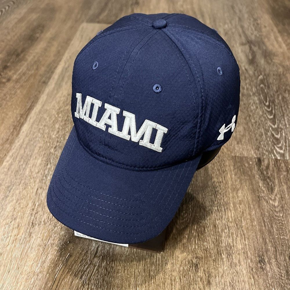 Under Armour Miami Hat Adult Navy Blue White Gym Low Profile Athletic Adjustable